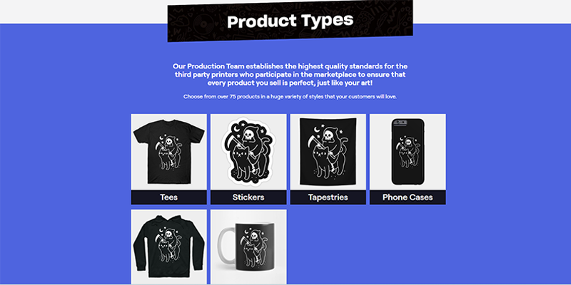 TeePublic product types