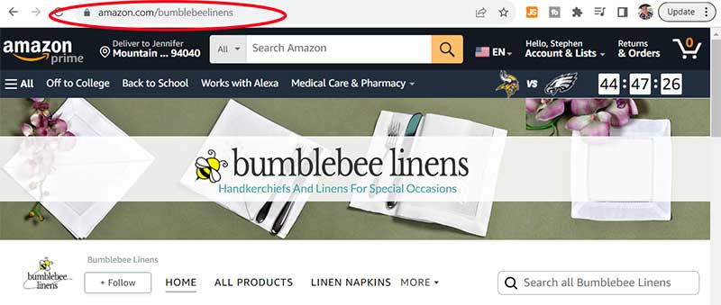 Amazon Storefront Vanity URL