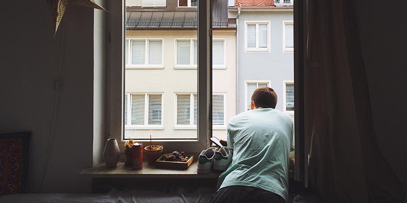 Waiting for delivery by the window