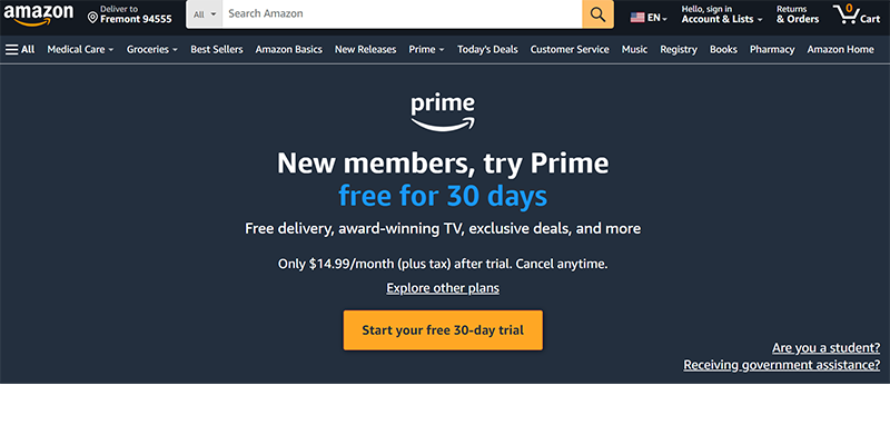 Amazon Prime sign up