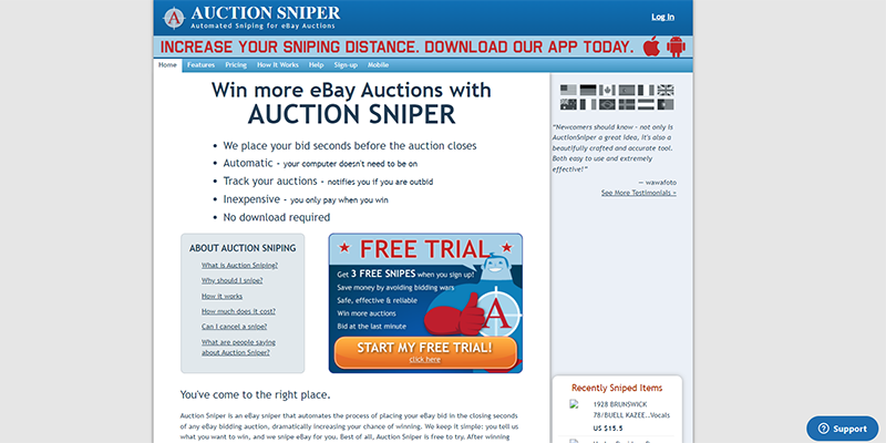 Auction Sniper homepage