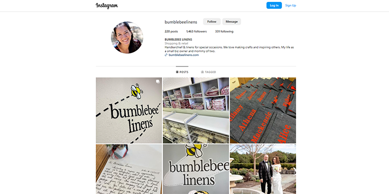 Bumblebee Linens Instagram page