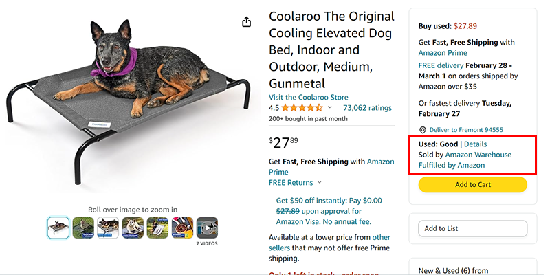 Coolaroo dog bed on Amazon