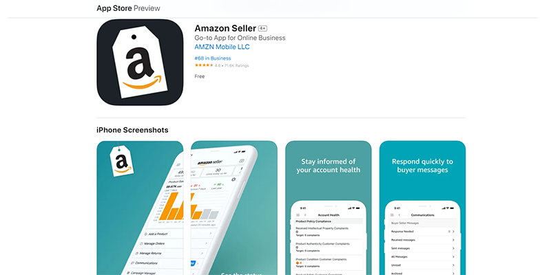 Amazon Seller app on Apple App Store