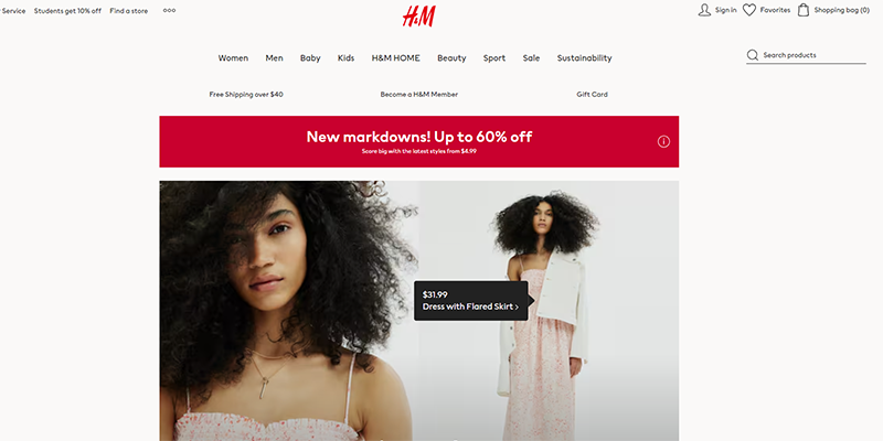 H&M homepage