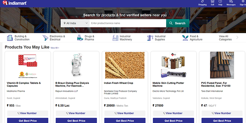 IndiaMart homepage